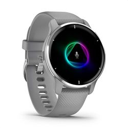 GARMIN Venu 2 Plus, Health Smartwatch, GPS, 1,3-inch AMOLED-Scherm, Fitness en Gezondheidsfuncties, 25 Sport-Apps, Muziekopslag, Garmin Pay, Ongevallendetectie, Powder Grey, Roestvrij Staal