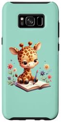 Galaxy S8+ Green Cute Giraffe Writing in a Notebook Adorable Animal Case