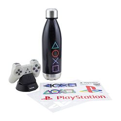 Paladone Playstation - Set regalo con icone, luci, adesivi e bottiglia, prodotto ufficiale