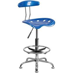 Flash Furniture Tabouret de Dessin avec siège de Tracteur Bleu Vif et chromé