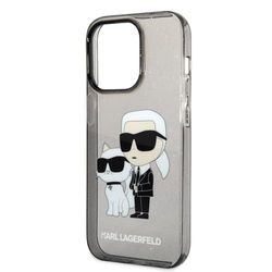 Karl Lagerfeld KLHCP14LHNKCTGK hoes voor iPhone 14 Pro 6,1" zwart hardcase Gliter Karl&Choupette