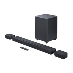 JBL Bar 1000, Soundbar a 7.1.4 Canali per TV con Casse Altoparlanti Surround Rimovibili a Batteria, Dolby Atmos, MultiBeam e DTS:X, Connessione HDMI eARC, 880 W, Nero, Spina AC UE (tipo C)