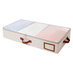 AiQInu Underbed Storage Box with Lid, 75 x 42 x 16 cm Oxford Foldable Clothes Storage Bag with Viewing Window for Duvets, Clothes, Duvets, Bedding, Pillows, Blankets