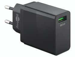 Goobay Cargador USB 44954 Quick Charge (QC 3.0) de 18 W, Cargador rápido Que Carga hasta 4 Veces más rápido, Color Negro