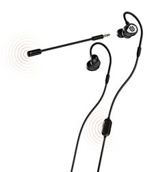 SteelSeries Tusq - Słuchawki douszne mobilne do gier - podwójny mikrofon ze zdejmowanymi rękawami - ergonomiczne słuchawki zawieszone - do urządzeń mobilnych - czarny