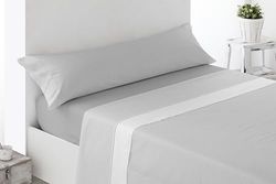Miracle Home. Brias 4-Piece Bed Sheet Set, Fitted Sheet, Top Sheet and 2 Pillowcases, Anti Peeling, Grey, 150 x 200 cm, 150 cm Bed, 2 Pillowcases 70 x 45 cm