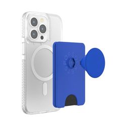 PopSockets: PopWallet + para MagSafe - Anillo Adaptador para MagSafe Incluido - Tarjetero con Top Intercambiable Integrado para Smartphones y Carcasas - Cobalt