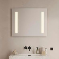 Loevschall Godhavn fyrkantig spegel med belysning | LED-spegel med touch-brytare 80 x 65 cm | Badrumsspegel med LED-belysning | justerbar badrumsspegel med belysning