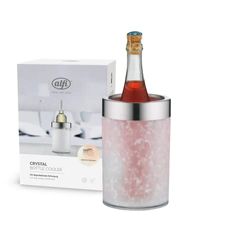 alfi CRYSTAL, ice, raffredda bottiglie in plastica per bottiglie da 0,70 a 1l raffreddamento attivo, refrigerante integrato, ambiente elegante, bevande fresche fino all'ultima goccia, senza BPA