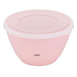 Emsa K32517 Prep&Bake Plastic Mixing Bowl 1.7 L with Preservative Lid for Storage in The Fridge | Non-Slip Base | Perfect Stability When Mixing | Dishwasher Safe | Pink