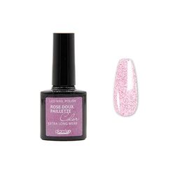 Glam'Up Paris - Vernis Semi-Permanent - Sans Hema - Vernis Gel UV LED - Hautement Pigmenté - Longue Durée - Facile à Utiliser - Rose Doux Pailleté