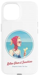 Fille rétro sur la Plage – Ambiance Estivale des années 50 Coque pour iPhone 15