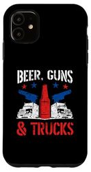 Custodia per iPhone 11 Patriottico americano Birra Gun Lover Truck Driver 4 luglio