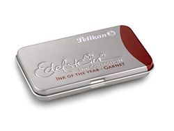 Pelikan 339648 Ädelsten GTP/6 reservoarpenna bläck i metallfodral granat bläckpatron mörkröd