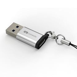 conecto USB-C till USB-A-adapter, 480 Mbps dataöverföring, OTG, 15 W 3A snabbladdningsfunktion, för iPhone, Samsung Galaxy, Google Pixel och många fler, aluminium/silver