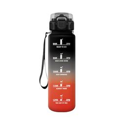 HoneyHolly Sportvattenflaska, 1 000 ml, läckagesäker plast, vattenflaska, lämplig för kolsyra, sportflaska för cykel, barn, skola, fitness, yoga, svart-röd