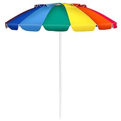 FANTASK 220 cm - Parasol de plage, résistant au vent, stable, UPF 50+, pliable à 30 °, coloré, 220 cm, Tropical
