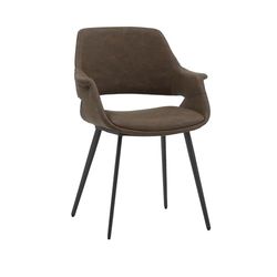 KONTE.DESIGN Set di 2 sedie EMBAJADORES in similpelle marrone e gambe in metallo nero, con braccioli