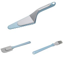 Set Utensili Linea Candy Zenker, Spatola Grande in Silicone, Pennello piccolo in silicone, Paletta Taglia e Servi Torte Seghettata 2 in 1, per Tagliare, Porzionare e Servire direttamente in tavola.