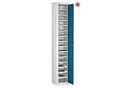 Single Door 15 Shelf Tablet Charging Locker, Blue, Cam Lock