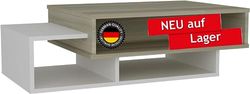 Alphamoebel Tab 1407 Salontafel, bijzettafel, woonkamertafel, sofastafel, modern, 105 x 60 x 32 cm (b x h x d), wit cordoba, hout, met planken