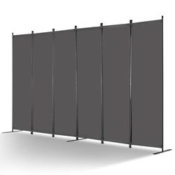 VEVOR Paravent Multifonctionnel à 6 Panneaux, Cloison de Séparation Autoportant 311 x 180,5 cm, Séparateur de Pièces Intérieur Pliable, Brise-Vue pour Confidentialité, Bureau, Chambre, Salon, Gris