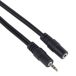 PremiumCord Verlengkabel 2,5 mm, lengte 2 m, jack 2, 5 mm, stekker naar bus, AUX headset audio verlengkabel, afgeschermd, kleur zwart