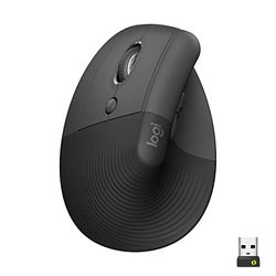 Logitech Lift Left Mouse Ergonomico Verticale, per Mancini, Senza Fili, Bluetooth o Logi Bolt USB, Clic Silenziosi, 4 Tasti, Compatibile con Windows / macOS / iPadOS, Laptop, PC - Grafite