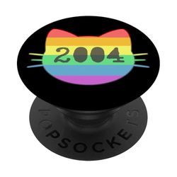 Gato nacido en 2004 Año Cumpleaños Mamá Papá de gato PopSockets PopGrip Adhesivo