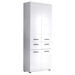 trendteam smart living Armario alto de baño Skin, 60 x 182 x 31 cm, en blanco de brillo intenso, con abundante espacio de almacenamiento