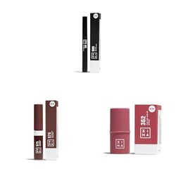 3INA MAKEUP - Kit di Trucco: Eyeliner Nero Liquido 24H + Mascara Marrone + Blush Rosa - Vegan e Cruelty Free
