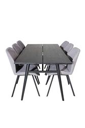 Venture Home GR19629 Sleek & Gemma Gastronomia Scrivania con 6 Sedia, 195 cm Lunghezza x 95 cm Larghezza x 75 cm Altezza, Grigio