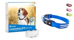 Tractive - GPS per cani + collare luminoso a LED, Localizzazione in tempo reale con raggio illimitato (blu, M)