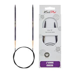 KnitPro J’Adore Cubics Circular Fixed Knitting Needles – Wooden Pins for Socks Blankets Sleeves Short Round Knitting – 60cm x 4.5mm, 26-1912104018, Purple