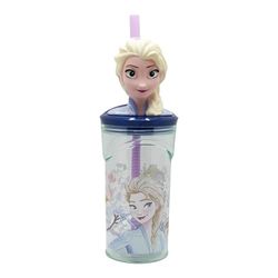 Stor Frozen Reusable Children's Cup with Straw and Lid with 3D Figurine and Capacity 360 ml