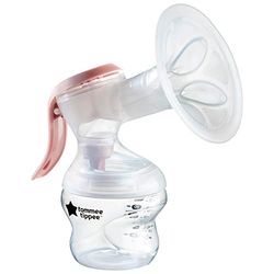 Tommee Tippee Made for Me manuell enkelbröstpump, stark sugkraft, ergonomiskt handtag, bärbar och tyst bröstpump, inklusive babyflaska