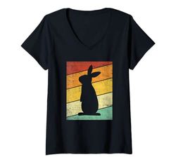 Mujer Rabbit Retro Shirt Women Men Vintage 80s Style Bunny Lover Camiseta Cuello V