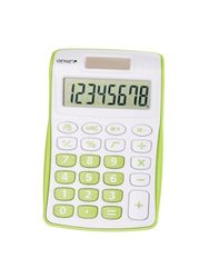 Genie 120 B - Calculadora, 8 dígitos, batería dual (solar y pila), diseño compacto, color verde