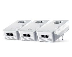 devolo Mesh WiFi 2 – 1200 WiFi ac: 3 WiFi-adapter för Mesh-WiFi över rumsgränser, idealiskt för streaming (1200 Mbit/s, trippelbandsystem, 5 st. Gigabit LAN-anslutningar)