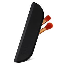 Make-up kwastenhouder make-up kwasten opslag, 21 cm siliconen make-up penseelhouder, penseel opbergen, make-up sets voor vrouwen en meisjes, draagbare reis-make-upkwastenetui (zwart)
