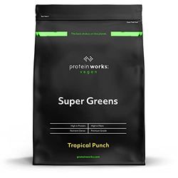 Protein Works Super Greens Powder | Nutrient Dense Detox Shake | Supports Immune System | 100% Vegan| Tropical Punch | 1kg