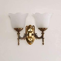 Modern Minimalist Wall Light Classical European Style Hotel Bedside Corridor Glass Wall Lamp LED E27 Socket Bedroom Aisle Double Head Wall Sconce