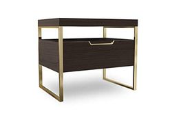 Vant Wooden Night Stand - Walnut Brown Gold