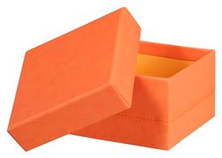 RHODIA 318984C - Set de 5 Boîtes Gigognes Tangerine - Piqûres Sellier Orange - Extérieur Simili Cuir - Collection Home Office rama - Organisation de Bureau & Rangement Design