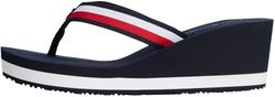 Tommy Hilfiger Tongs Femme Corporate Wedge Beach Sandal avec Talon Compensé, Bleu (Space Blue), 39