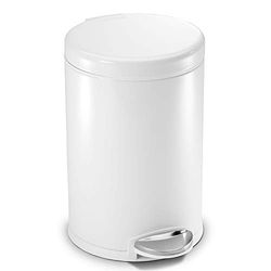 simplehuman CW1853CB poubelle ronde à pédale, petite poubelle de salle de bain bureau chambre, acier blanc, 4.5 litres