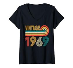 Donna Vintage 1968 55 anni compleanno divertente retrò per uomo donna Maglietta con Collo a V