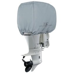 Explore Land Housse de Moteur Hors-Bord de Bateau, Robuste et imperméable en Polyester 600D, pour Moteur de 115 à 225 CV, Gris