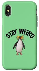 Funny Stay Weird Macaroni Penguin Lover Coque pour iPhone X/XS
