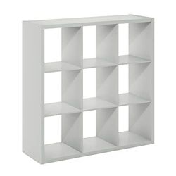 Furinno Cubicle Open Back Decoratieve Cube Storage Organizer, 9-Cube, Lichtgrijs
